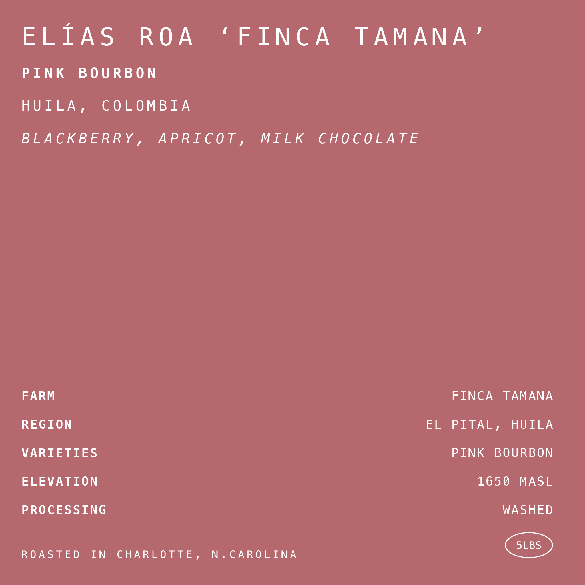 Elías Roa ‘Finca Tamana’ - Pink Bourbon