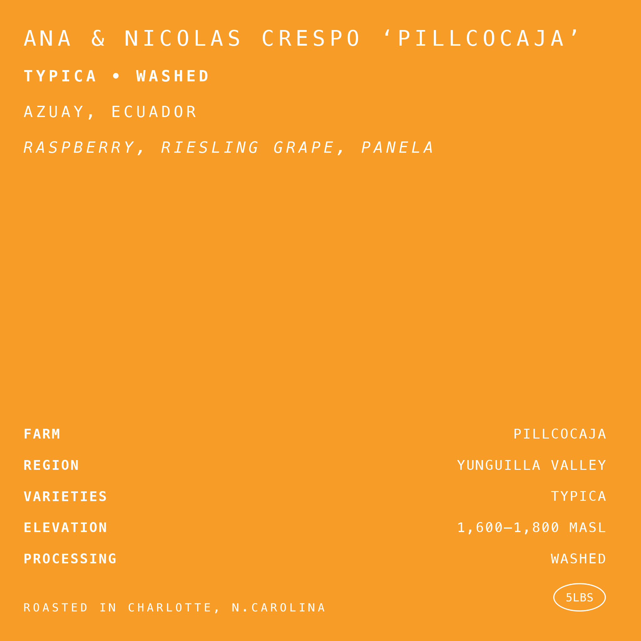 Ana Maria & Nicolas Crespo ‘Pillcocaja’ Typica • Washed
