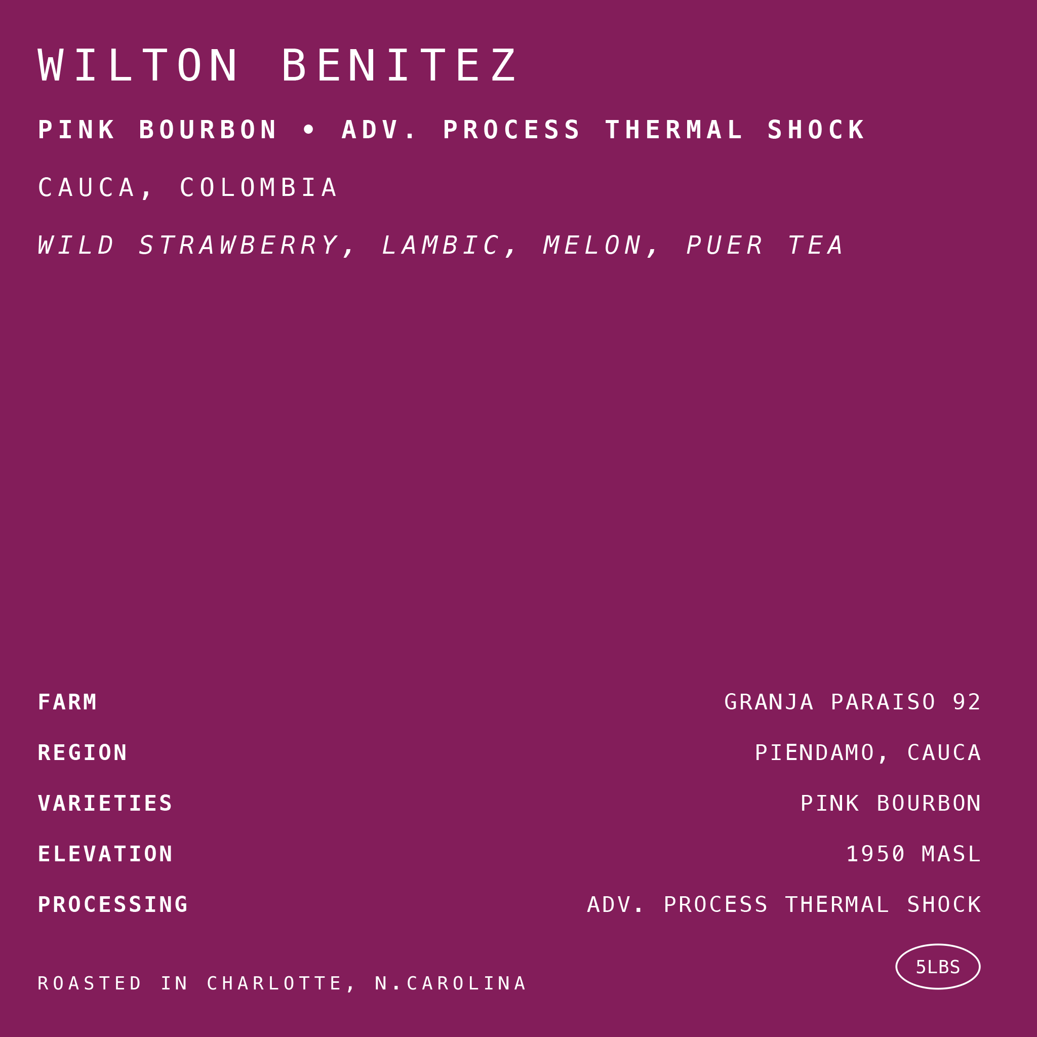 Wilton Benitez Pink Bourbon • Adv. Process Thermal Shock